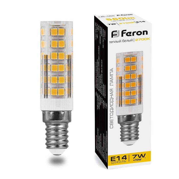 Feron Лампа светодиодная 7W 230V E14 2700K, LB-433 25898 - фото 29947