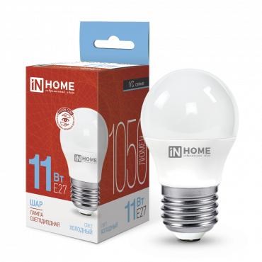 IN HOME Лампа светодиодная LED-ШАР-VC 11Вт 230В Е27 6500К 1050Лм 4690612024943 - фото 31483