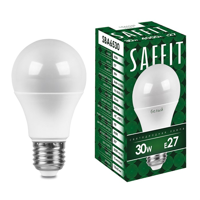 Saffit Лампа светодиодная, 30W 230V E27 6400K A65, SBA6530 55184 - фото 32138