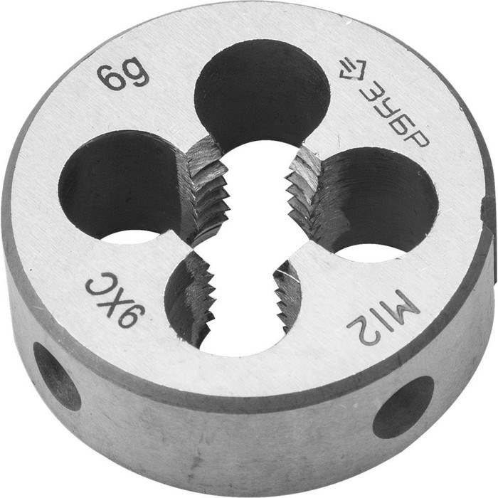 ЗУБР Плашка сталь 9ХС, круглая ручная, М12 x 1.75 мм 4-28022-12-1.75 9532354 - фото 32814