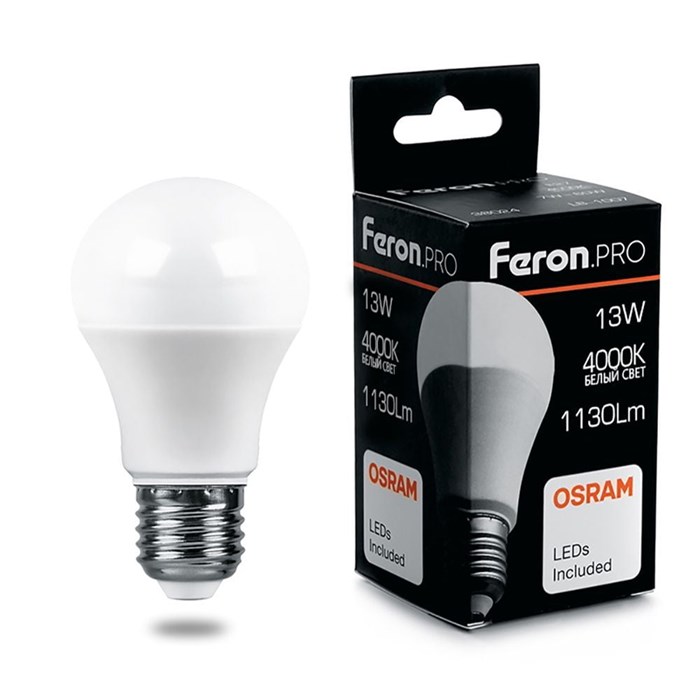 Feron.PRO Лампа светодиодная LB-1013 Шар E27 13W 4000K OSRAM LED 38033 - фото 32978