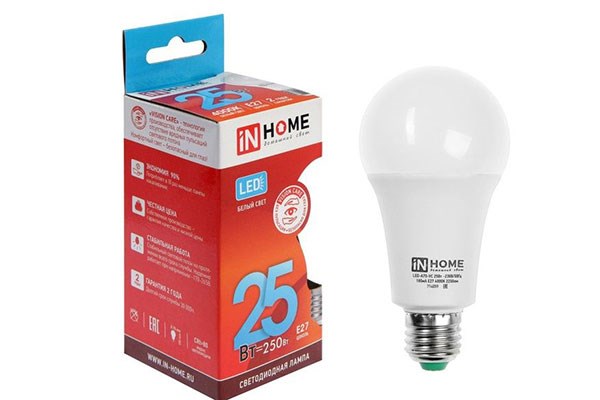 IN HOME Лампа 25Вт 4000К 230В Е27 LED-A60-VC 2380lm 4690612024080 - фото 33597