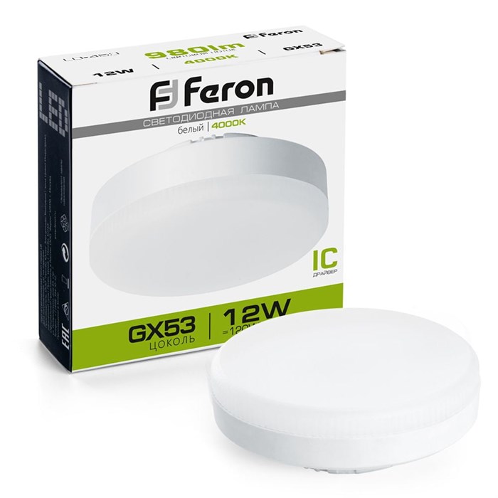 FERON Лампа cветодиодная, (12W) 230V GX53 4000K, LB-453 25835 - фото 33875