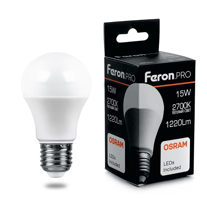 Feron.PRO Лампа светодиодная LB-1015 Шар E27 15 W 2700K OSRAM LED 38035 - фото 33932