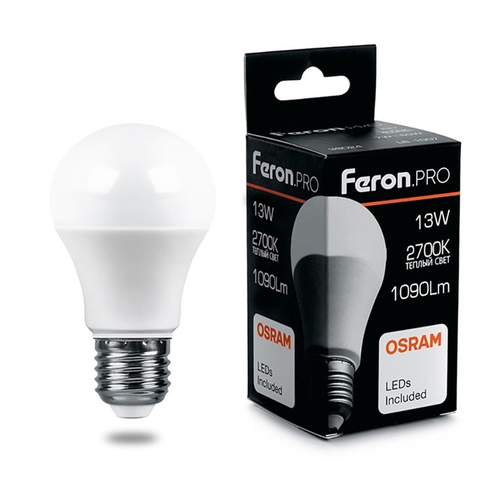 Feron.PRO Лампа светодиодная LB-1013 Шар E27 13W 2700K OSRAM LED 38032 - фото 34351