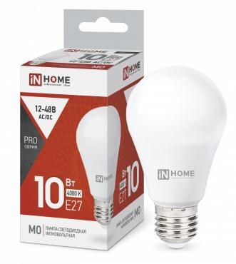 IN HOME Лампа светодиодная низковольтная LED-MO-PRO 10Вт 12-48В Е27 4000К 900Лм 4690612038032 - фото 35977