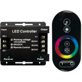 Контроллер Ecola LED strip RGB RF controller 18A 216W 12V (432W 24V) с кольцевым сенсорным черным радиопультом  [RFC18AESB.] RFC18AESB - фото 36604