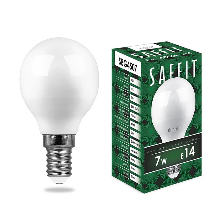 Saffit Лампа светодиодная, 7W 230V E14 4000K, SBG4507 55035 - фото 37125