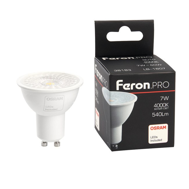 Feron.PRO Лампа светодиодная с линзой 110 градусов LB-1607 G10 7W 4000K OSRAM LED 38183 - фото 37348