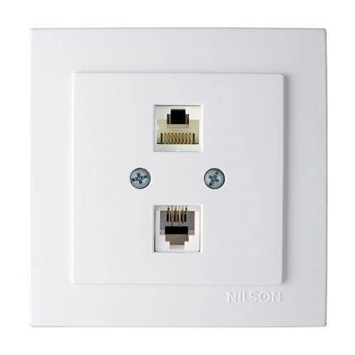 NILSON Розетка Компьютерная+Тел. с/п Бел. TOURAN EKO Naturel (RJ45 CAT5+RJ11) 24111048 - фото 37412