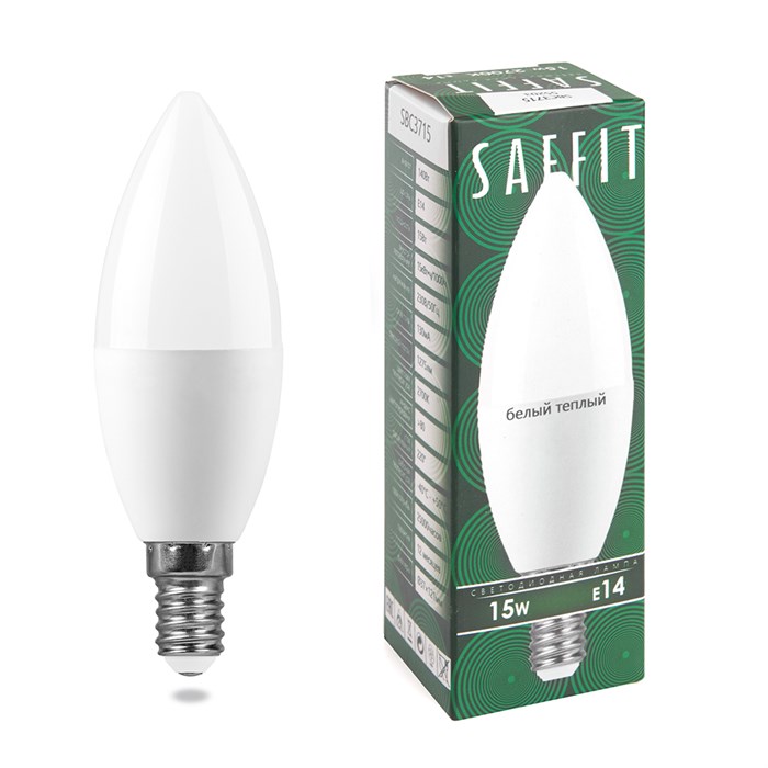 SAFFIT Лампа светодиодная, 15W 230V E14 2700K C37, SBC3715 55203 - фото 37630