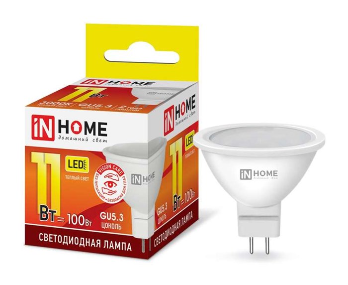 IN HOME Лампа светодиодная LED-JCDR-VC 11Вт 230В GU5.3 3000К 990Лмm 4690612020341 - фото 38322