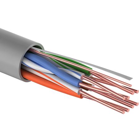 Proconnect Кабель витая пара FTP 4PR, 26AWG, CCA (Алюминий, плакированный медью), CAT5e, PVC, внутренний, серый 01-0048-3 - фото 38587