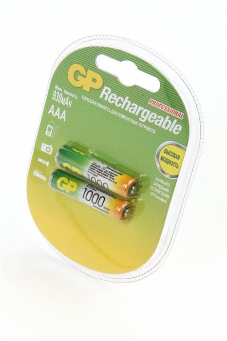 Rechargeable Аккумуляторные батарейки ААА 1000 ТМ GP, 2 шт 11214 - фото 38840