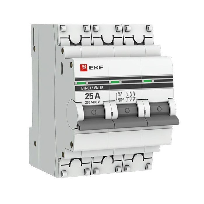 EKF PROxima Выключатель нагрузки 3P 25А ВН-63 SL63-3-25-pro - фото 38969