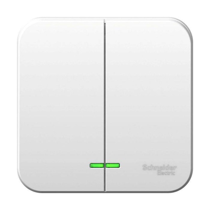 Schneider Electric Выключатель 2-кл. ОП Blanca 10А IP20 (сх. 5) 250В с подсветкой с изолир. пластиной бел. BLNVA105111 - фото 40008