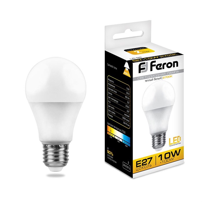 FERON Лампа светодиодная, (10W) 230V E27 2700K A60, LB-92 25457 - фото 41241