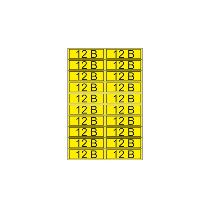 REXANT  Наклейка знак электробезопасности «12 В» 15х50 мм (20 шт на листе) 55-0001 - фото 41816