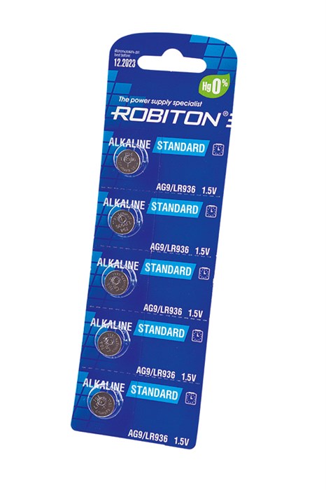 Robiton Элемент питания STANDARD R-AG9-0-BL5 (0% Hg) AG9 LR936 394 LR45 BL5 16956 - фото 43863