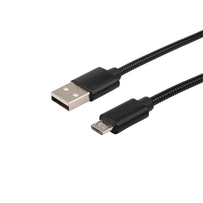 REXANT Кабель USB-micro USB металл черный 1 м 18-4241 - фото 44846