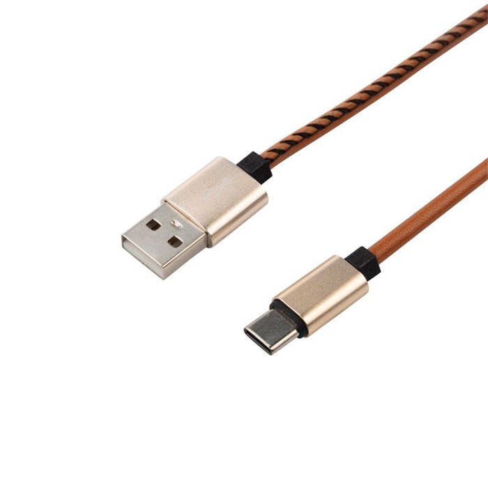 REXANT Кабель USB-Type-C 2A leather коричневый 1 м 18-1897 - фото 44851