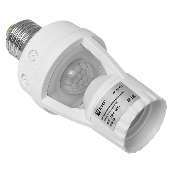 EKF PROxima Датчик движения (ИК) E27 60Вт 360гр. до 7м IP20 dd-ms-e27 - фото 45581