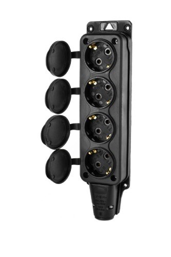 DYNEL Розетка (колодка) четыхместная каучук 2P+PE 230V 16А IP54 DY-01-01-009 - фото 46451