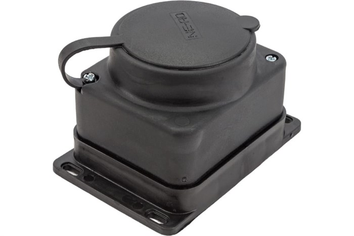 Element колодка штепсельная 16А каучуковая, 1 гнездо с крышкой 102300 - фото 46637