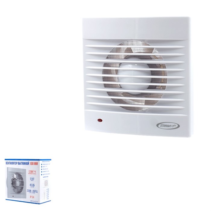 Standart Luxe Вентилятор вытяжной 120мм белый 15W АРС12-С2P АРС12-С2-5 - фото 47001