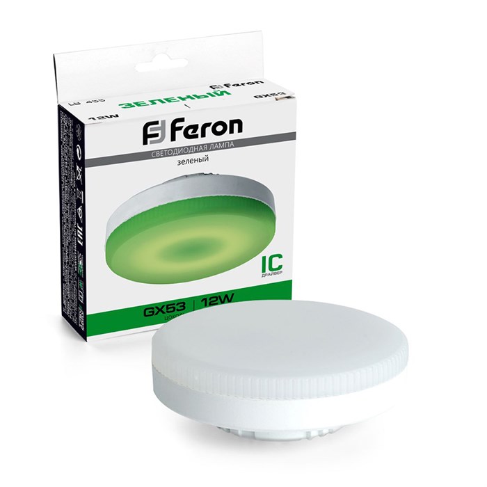 Feron Лампа cветодиодная, (12W) 230V GX53 зеленая, LB-455 48560 - фото 47340