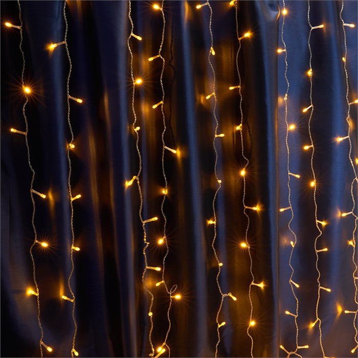 Feron Светодиодная гирлянда CL19 занавес 2*1,5м + 3м желтый статичная, c питанием от сети 230V, прозрачный шнур 41623-2