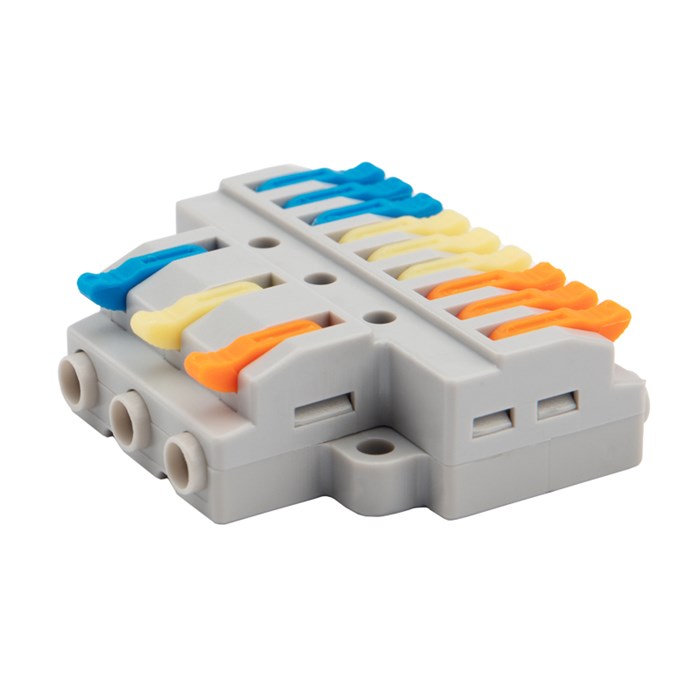 REXANT Клемма СМК 3х3 проходная разветвительная 3 полюса, с монтажной площадкой (1 ввод, 3 вывода на полюс) 07-5232-04