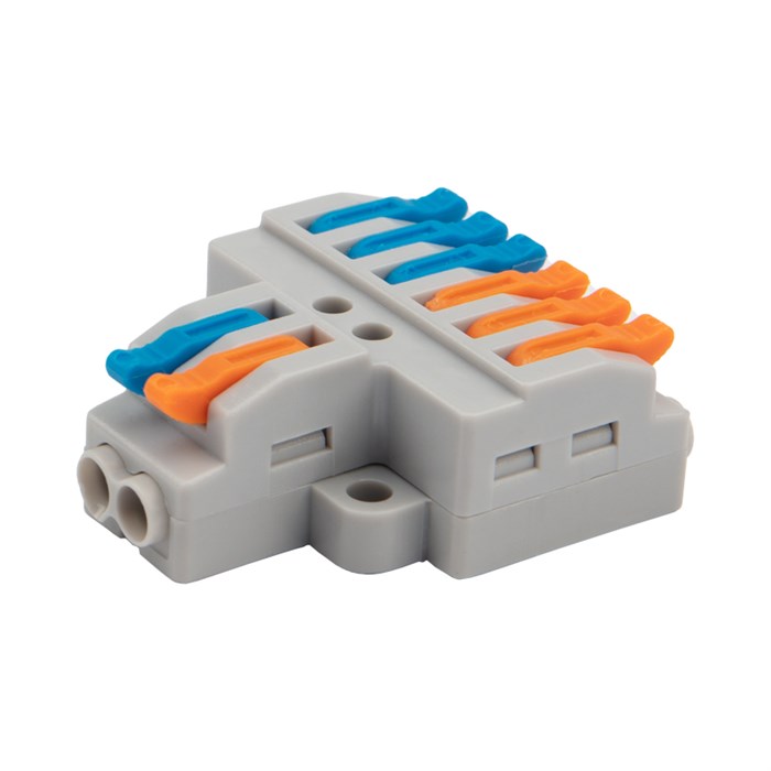 REXANT Клемма СМК 2х3 проходная разветвительная 2 полюса, с монтажной площадкой (1 ввод, 3 вывода на полюс) 07-5234-05