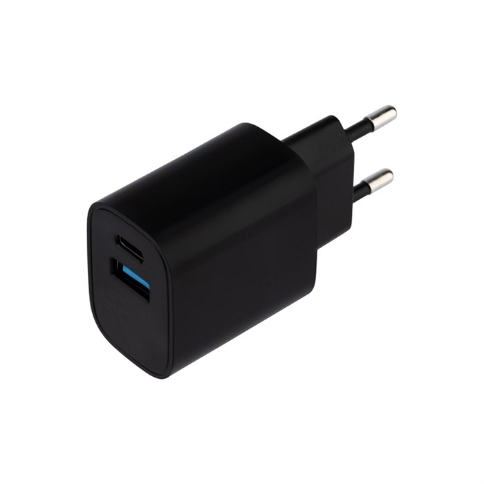 REXANT Сетевое зарядное устройство USB + Type-C, 5V, 2.4 A, черное 16-0297
