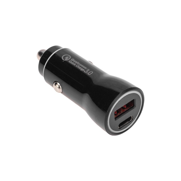 REXANT Автозарядка в прикуриватель АЗУ USB-A (QC 3.0)+USB-C (PD), 38Вт черная 18-1200