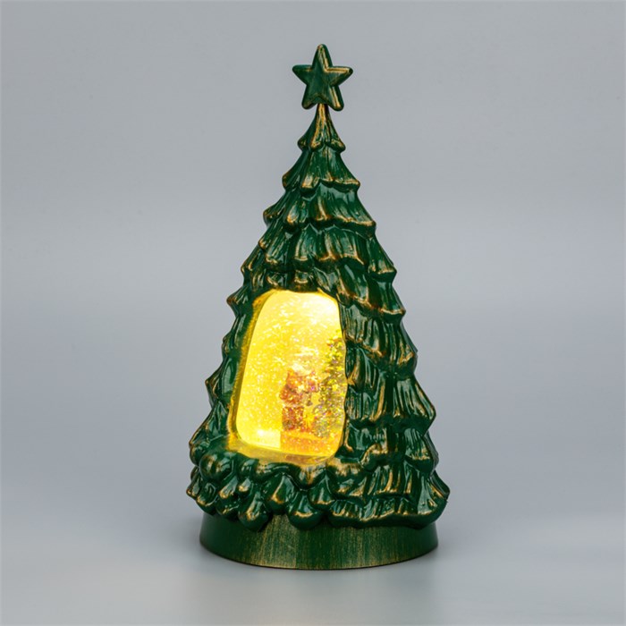 Светильник декоративный Новогодняя елка с подсветкой и конфетти, 19х17х33см, теплый белый, питание от USB 501-180