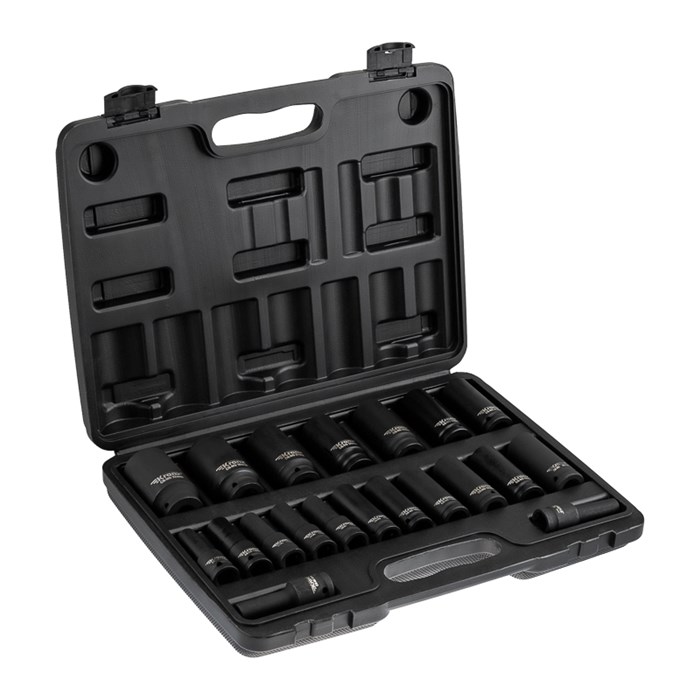 KRANZ Набор шестигранных ударных торцевых головок, 1/2", 78мм, 20 предметов (8-32мм) пластиковый кейс KR-12-8420