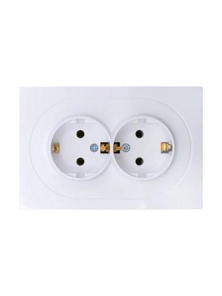 Lezard OSEN Розетка двойная с/з ПБТ белый 743-0200-127B