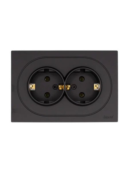 Lezard OSEN Розетка двойная с/з ПБТ чёрный бархат 743-4200-127B