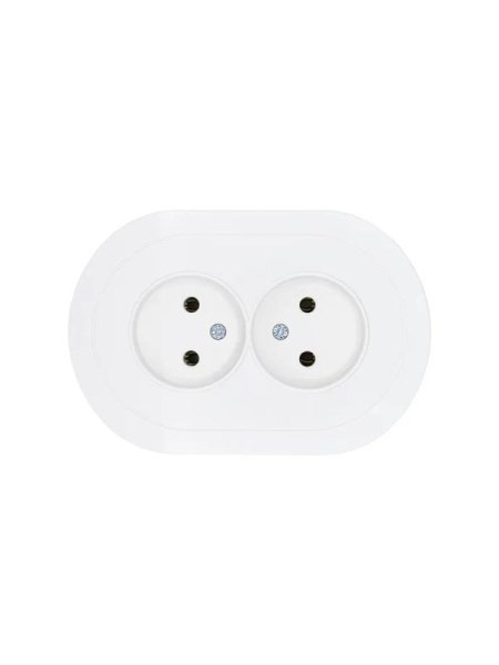 Lezard OSEN Розетка двойная б/з ПБТ белая круглая 744-0200-128B