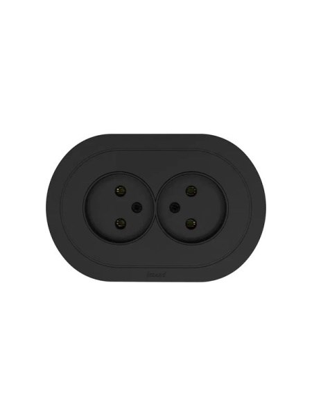 Lezard OSEN Розетка двойная б/з ПБТ чёрный бархат круглая 744-4200-128B