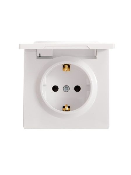 Lezard LETO Розетка с/з с крышкой ПБТ белый 752-0200-123B