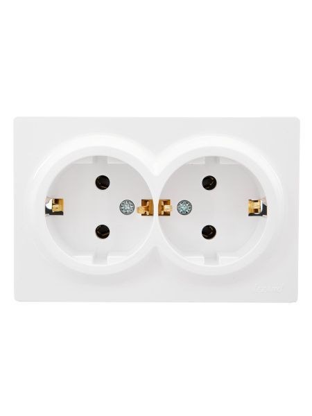 Lezard LETO Розетка двойная с/з закрытый корпус ПБТ белый 752-0200-127B