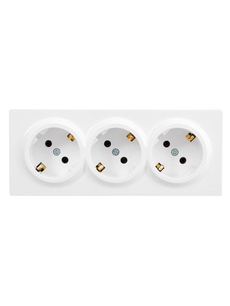 Lezard LETO Розетка тройная с/з закрытый корпус ПБТ белый 752-0200-127BUP