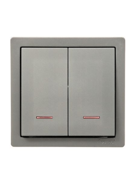 Lezard LETO Выключатель двойной с подсветкой платина 752-3500-112