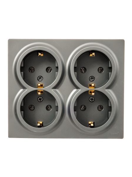 Lezard LETO Розетка четверная с/з закрытый корпус ПБТ платина 752-3500-127BDP
