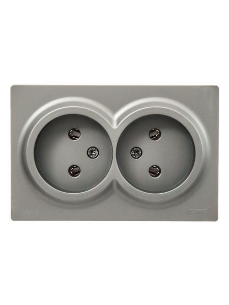 Lezard LETO Розетка двойная б/з закрытый корпус ПБТ платина 752-3500-128B