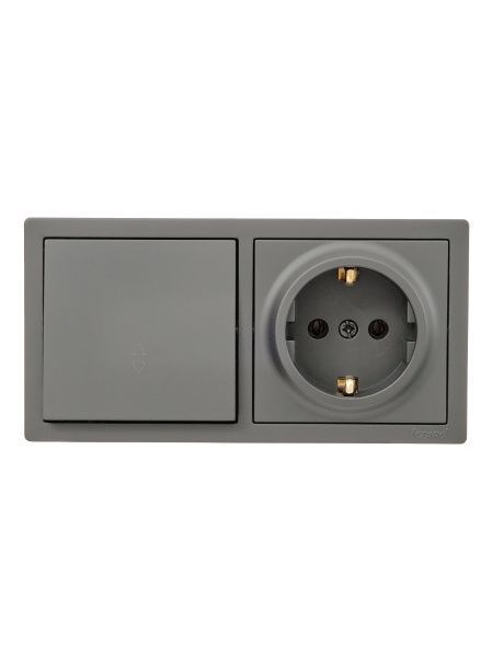 Lezard LETO Выключатель проходной и розетка с/з, платина горизонталь 752-3500-170BVP