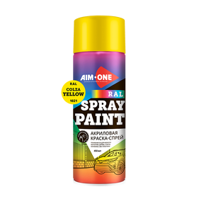 AIM ONE Акриловая краска-спрей рапсово-желтый RAL-1021 RAL-1021