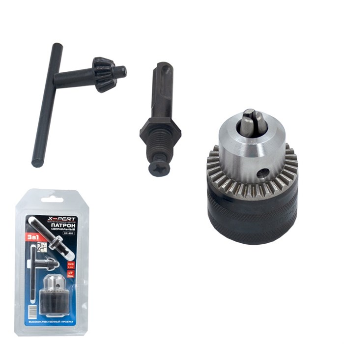 X-PERT Патрон трехкулачковый 1.5-13 мм с ключом для дрели ремкомпл. XP-850